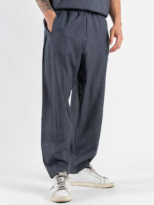 Coordinato con camicia a MM con colletto bianco + pantalone baggy fit FIA Piombo (8)
