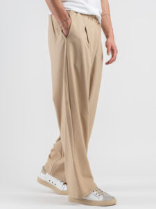 Coordinato giacchetta cropped + Pantalone baggy fit e coulisse ISA Beige (1)