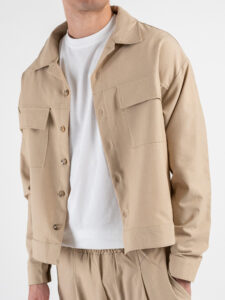 Coordinato giacchetta cropped + Pantalone baggy fit e coulisse ISA Beige (5)