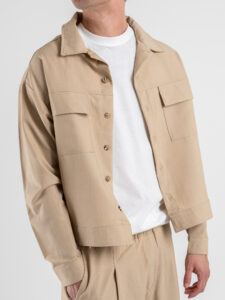 Coordinato giacchetta cropped + Pantalone baggy fit e coulisse ISA Beige (6)