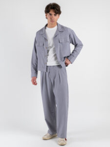 Coordinato giacchetta cropped + Pantalone baggy fit e coulisse ISA Grigio (2)