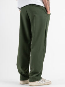 ESTASI Pantalone leggero con gamba morbida ed elastico in vita SANE’ EST Militare (1)