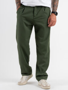 ESTASI Pantalone leggero con gamba morbida ed elastico in vita SANE’ EST Militare (2)
