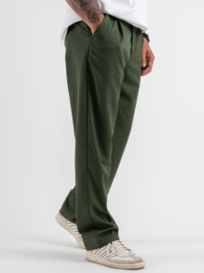 ESTASI Pantalone leggero con gamba morbida ed elastico in vita SANE’ EST Militare (4)