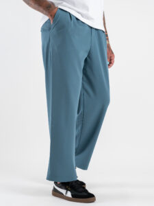 ESTASI Pantalone leggero gamba larga con elastico in vita YAMAL Carta da Zucchero (4)