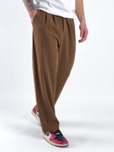 ESTASI Pantalone leggero gamba larga con elastico in vita YAMAL Cioccolato2