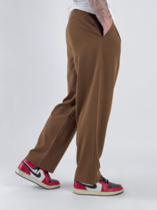 ESTASI Pantalone leggero gamba larga con elastico in vita YAMAL Cioccolato3