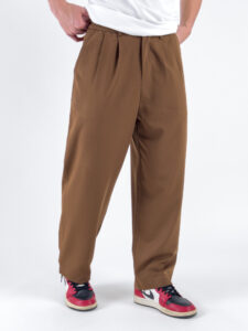 ESTASI Pantalone leggero gamba larga con elastico in vita YAMAL Cioccolato5