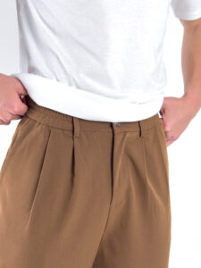 ESTASI Pantalone leggero gamba larga con elastico in vita YAMAL Cioccolato6