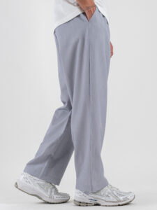 ESTASI Pantalone leggero gamba larga con elastico in vita YAMAL Grigio (5)