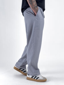 ESTASI Pantalone leggero gamba larga con elastico in vita YAMAL Grigio2