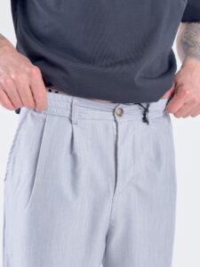 ESTASI Pantalone leggero gamba larga con elastico in vita YAMAL Grigio5