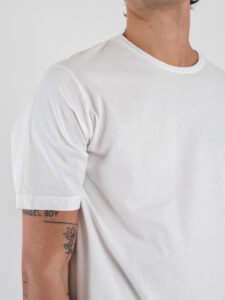 ESTASI T-shirt girocollo basica stretch MARTE Panna (1)