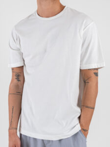 ESTASI T-shirt girocollo basica stretch MARTE Panna (4)