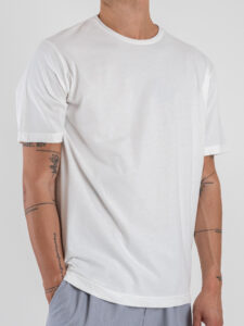 ESTASI T-shirt girocollo basica stretch MARTE Panna (5)