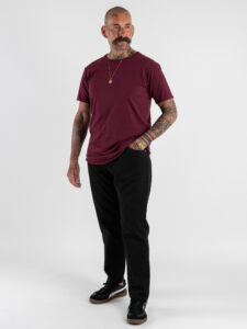 ESTASI T-shirt tinta unita a taglio vivo VENERE Bordeaux (2)
