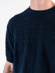 GIANNI LUPO T-shirt in maglia traforata a mezza manica GL35211 Navy (5)