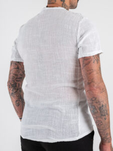 IMPERIAL T-shirt effetto lino con collo a taglio vivo T84063008 (1)