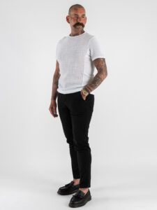 IMPERIAL T-shirt effetto lino con collo a taglio vivo T84063008 (2)