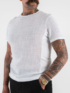 IMPERIAL T-shirt effetto lino con collo a taglio vivo T84063008 (3)