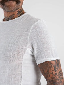 IMPERIAL T-shirt effetto lino con collo a taglio vivo T84063008 (4)