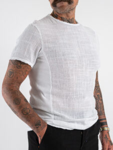 IMPERIAL T-shirt effetto lino con collo a taglio vivo T84063008 (5)