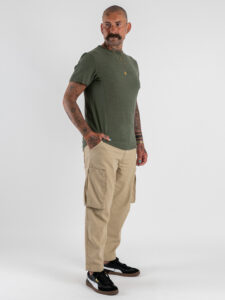IMPERIAL T-shirt effetto lino con collo a taglio vivo T84063008 Army (2)