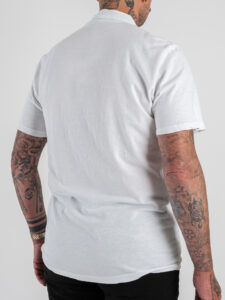 IMPERIAL T-shirt serafino effetto lino con retro in cotone liscio T84063006 Bianca (1)