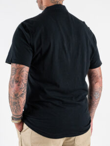 IMPERIAL T-shirt serafino effetto lino con retro in cotone liscio T84063006 Nero (1)