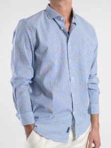 IMPURE Camicia col colletto a righe RILEY RSK164 Azzurro (2)