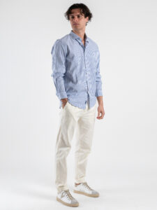 IMPURE Camicia col colletto a righe RILEY RSK164 Azzurro