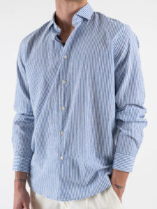 IMPURE Camicia col colletto a righe RILEY RSK164 Azzurro (4)