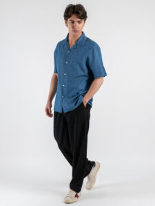 IMPURE Camicia mezza manica in jeans con collo boowling WILL DNSC27 (2)