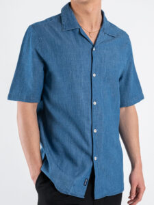 IMPURE Camicia mezza manica in jeans con collo boowling WILL DNSC27 (3)
