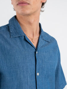IMPURE Camicia mezza manica in jeans con collo boowling WILL DNSC27 (4)