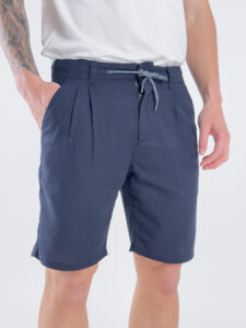 ONLY&SONS Bermuda in misto lino con pences e coulisse LEO 22029244 Dark Navy (2)