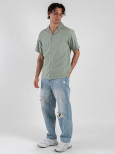 ONLY&SONS Camicia a mezza manica in cotone DILEM 22033778 Iceberg Green (2)