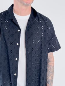 ONLY&SONS Camicia a mezza manica in cotone traforato ARON 22033686 Jet Black (1)