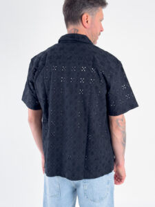 ONLY&SONS Camicia a mezza manica in cotone traforato ARON 22033686 Jet Black (2)