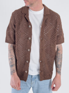 ONLY&SONS Camicia a mezza manica in maglia traforata KOLMAR 22034030 Demitasse (1)
