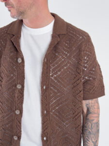ONLY&SONS Camicia a mezza manica in maglia traforata KOLMAR 22034030 Demitasse (2)
