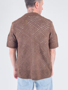 ONLY&SONS Camicia a mezza manica in maglia traforata KOLMAR 22034030 Demitasse (3)