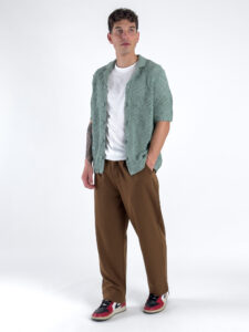 ONLY&SONS Camicia a mezza manica in maglia traforata KOLMAR 22034030 Icberg Green (2)