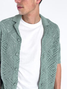 ONLY&SONS Camicia a mezza manica in maglia traforata KOLMAR 22034030 Icberg Green (3)