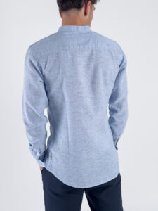 ONLY&SONS Camicia in misto lino con collo coreana CAIDEN 22019173 Ashleigh BlueMelange (4)