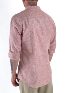 ONLY&SONS Camicia in misto lino con collo coreana CAIDEN 22019173 Copper BrownMelange (1)