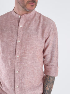 ONLY&SONS Camicia in misto lino con collo coreana CAIDEN 22019173 Copper BrownMelange (3)