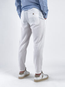 ONLY&SONS Pantalone crop in misto lino con coulisse in vita LEO 22025785 White (1)