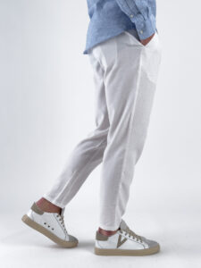 ONLY&SONS Pantalone crop in misto lino con coulisse in vita LEO 22025785 White (5)