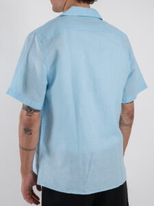 OVER-D Camicia a mezza manica in lino con collo bowling OC1S2S5C28 Polvere (5)
